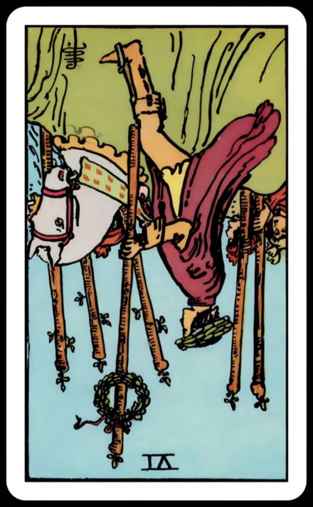 Değnek Altılısı ters tarot kartı