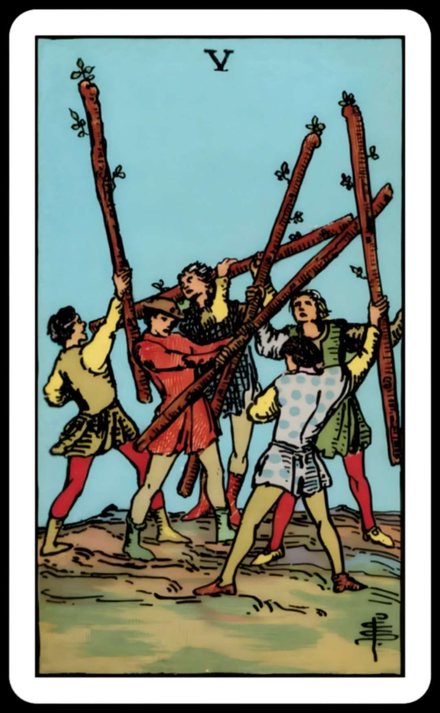 Değnek Beşlisi tarot kartı
