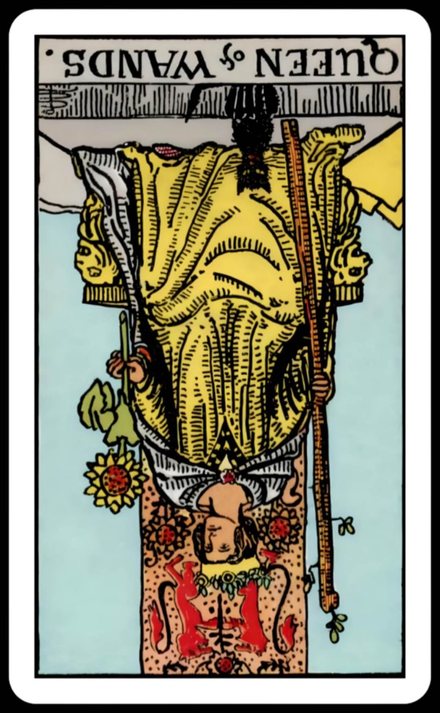 Değnek Kraliçesi ters tarot kartı