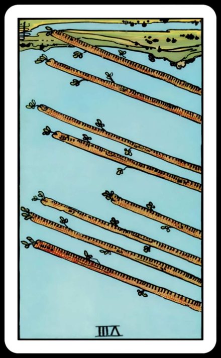 Değnek Sekizlisi ters tarot kartı