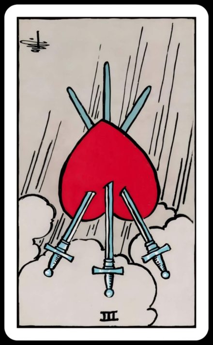 Kılıç Üçlüsü ters tarot kartı
