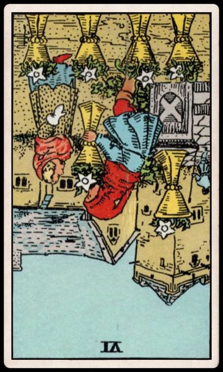 Kupa Altılısı ters tarot kartı