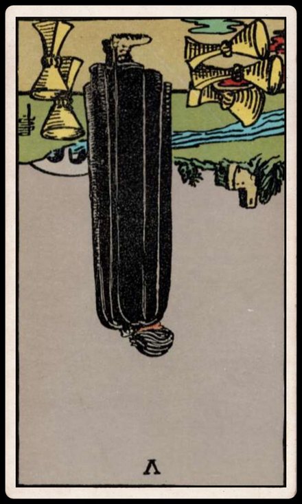 Kupa Beşlisi ters tarot kartı