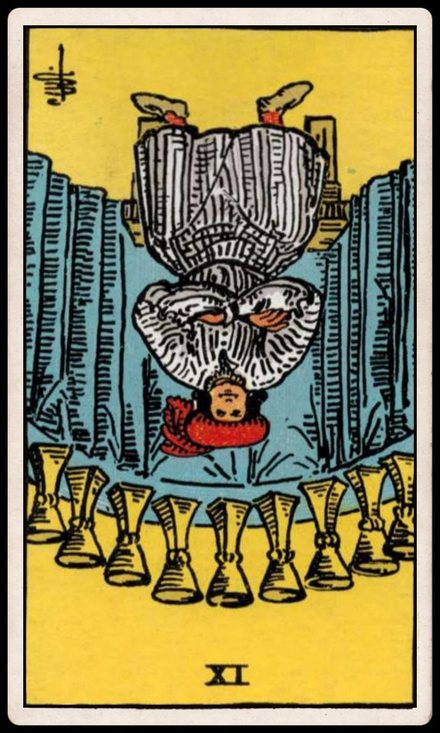 Kupa Dokuzlusu ters tarot kartı