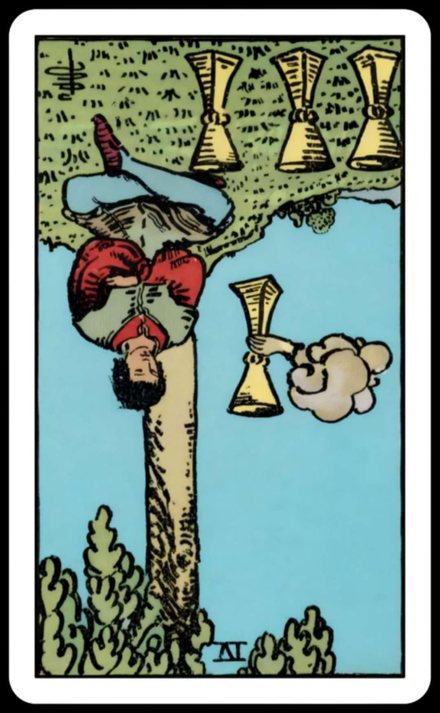 Kupa Dörtlüsü ters tarot kartı