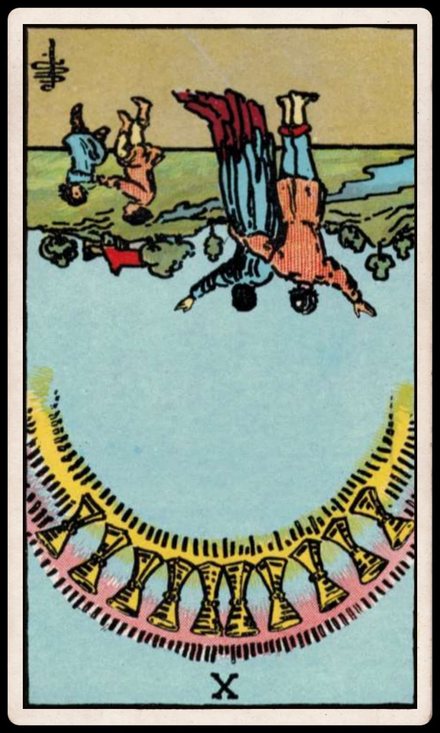 Kupa Onlusu ters tarot kartı