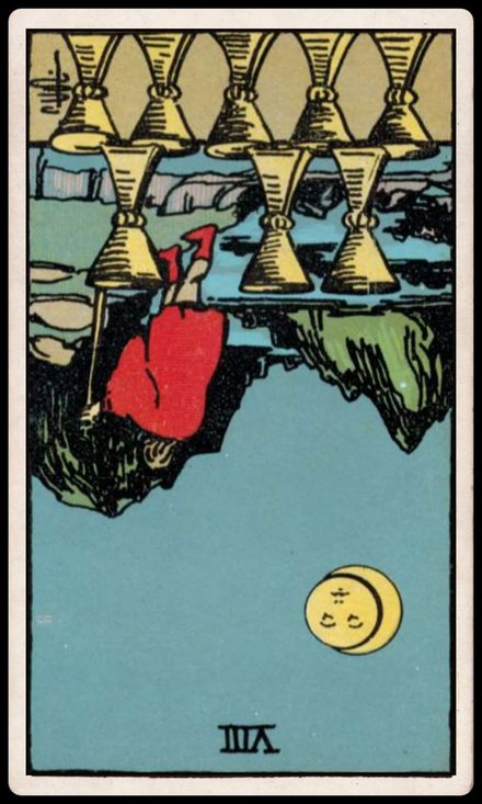 Kupa Sekizlisi ters tarot kartı