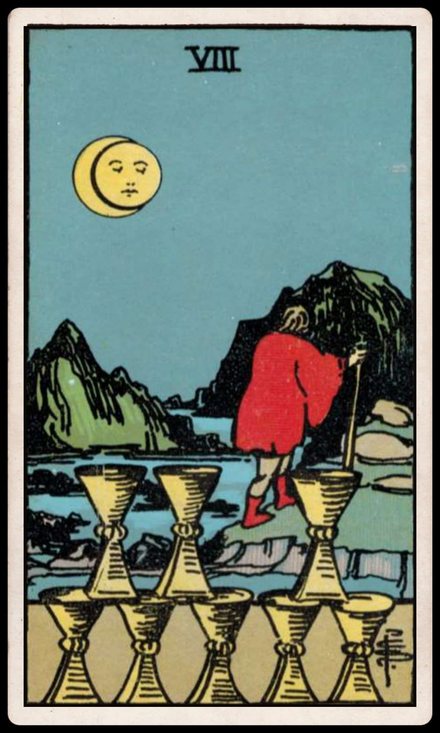 Kupa Sekizlisi tarot kartı