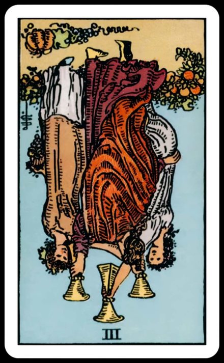 Kupa Üçlüsü ters tarot kartı
