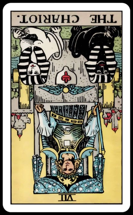 Savaş Arabası ters tarot kartı