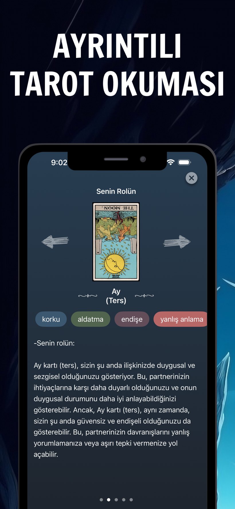 Tarotify — Kart kart, ayrıntılı okuma ekranı
